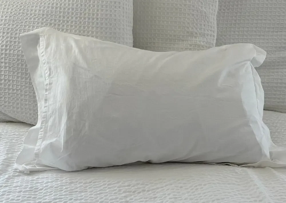 Garnier Thiebaut Queen Pillow Sham White Cotton Oxford Flange Luxury Hotel Linen